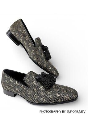 Jimmy Choo Foxley Jacquard Leather Loafers Size EU 40.5 0568 NWB